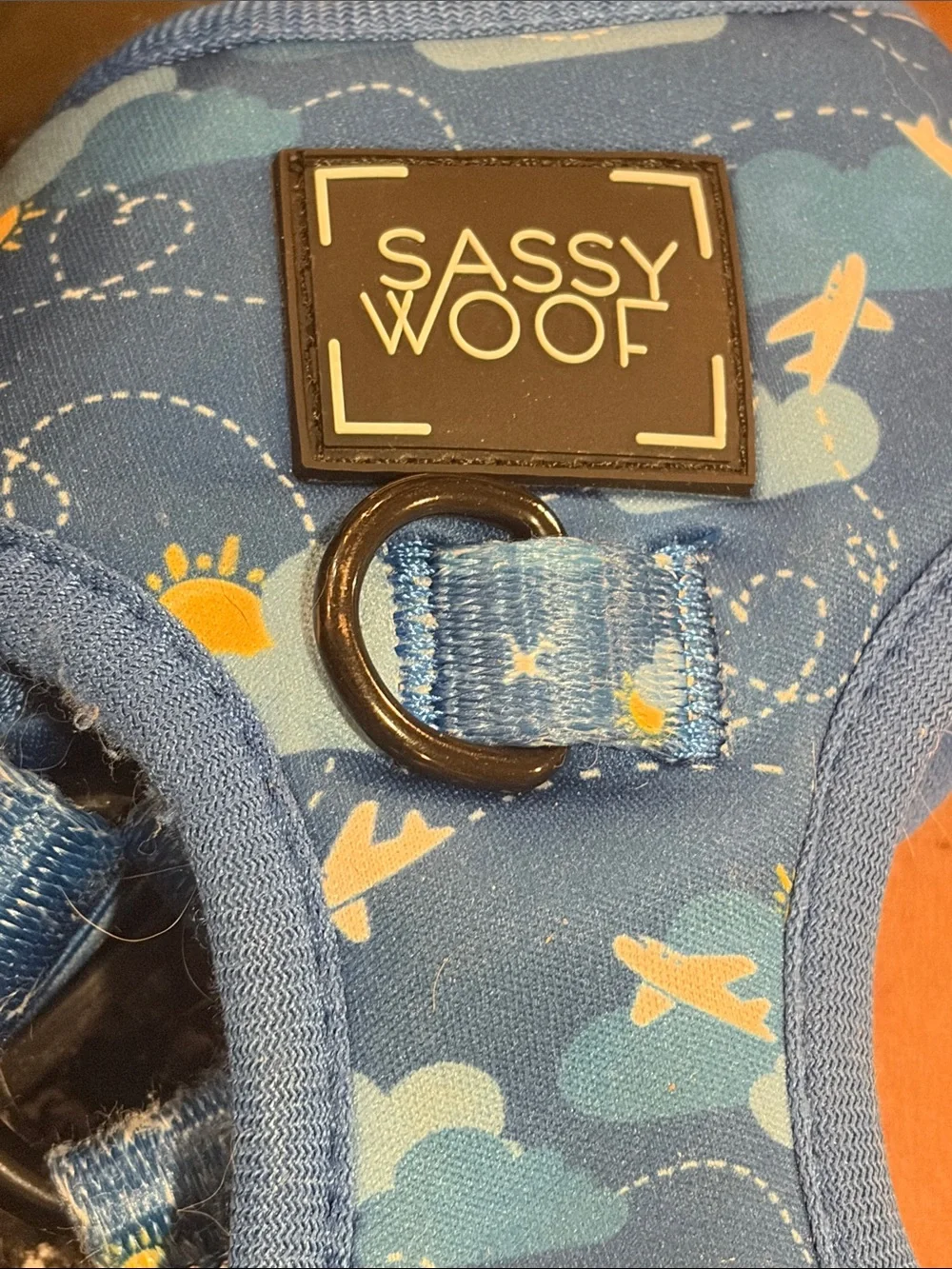 Sassy Woof XS Blue Airplane Print Dog Adjustable Harness Planes Clouds Hearts
